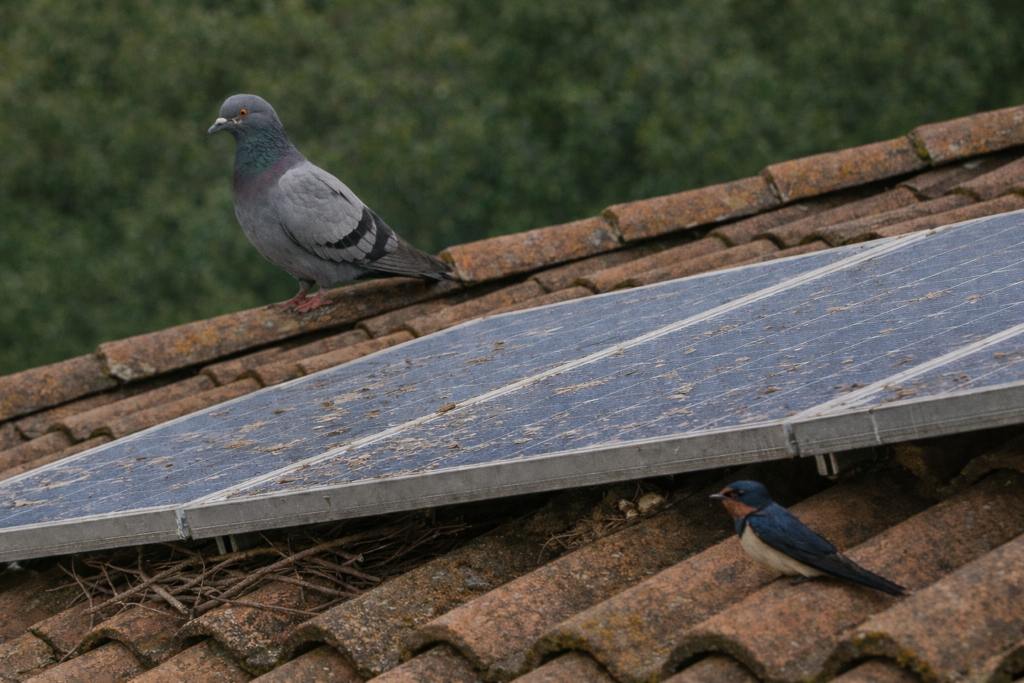 protección anti aves placas solares